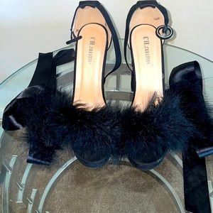 Black fury heels with ankle straps